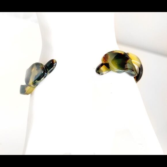 Mid century braided entwined tortoise shell double snake bracelet - Picture 2 of 5